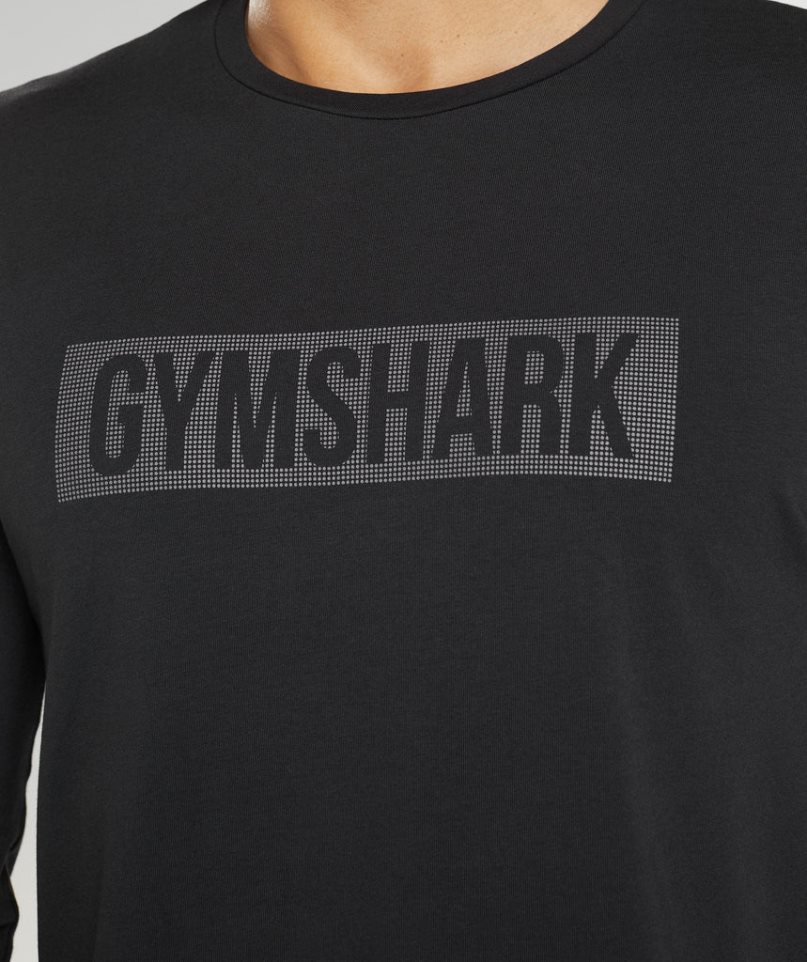 Men's Gymshark Block Long Sleeve T-Shirts Black | CA 63N7D8